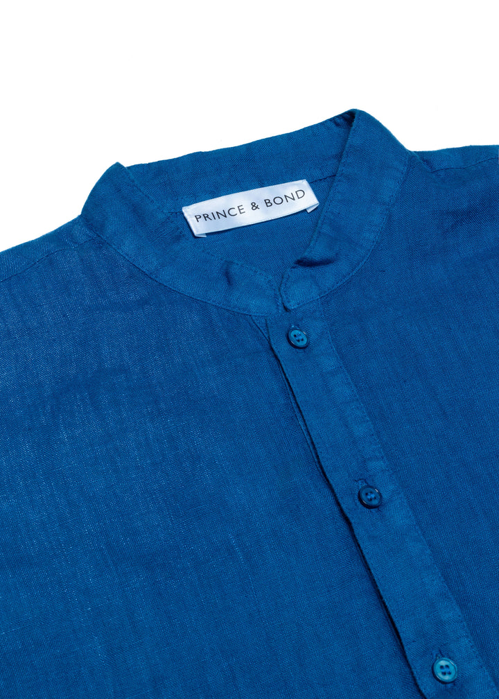 The Edward Linen Polo - Blue