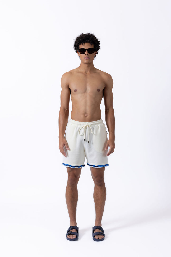Riviera Wave Embroidered terry shorts
