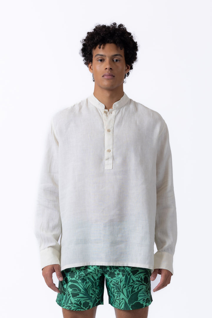 The Edward Linen Polo - White