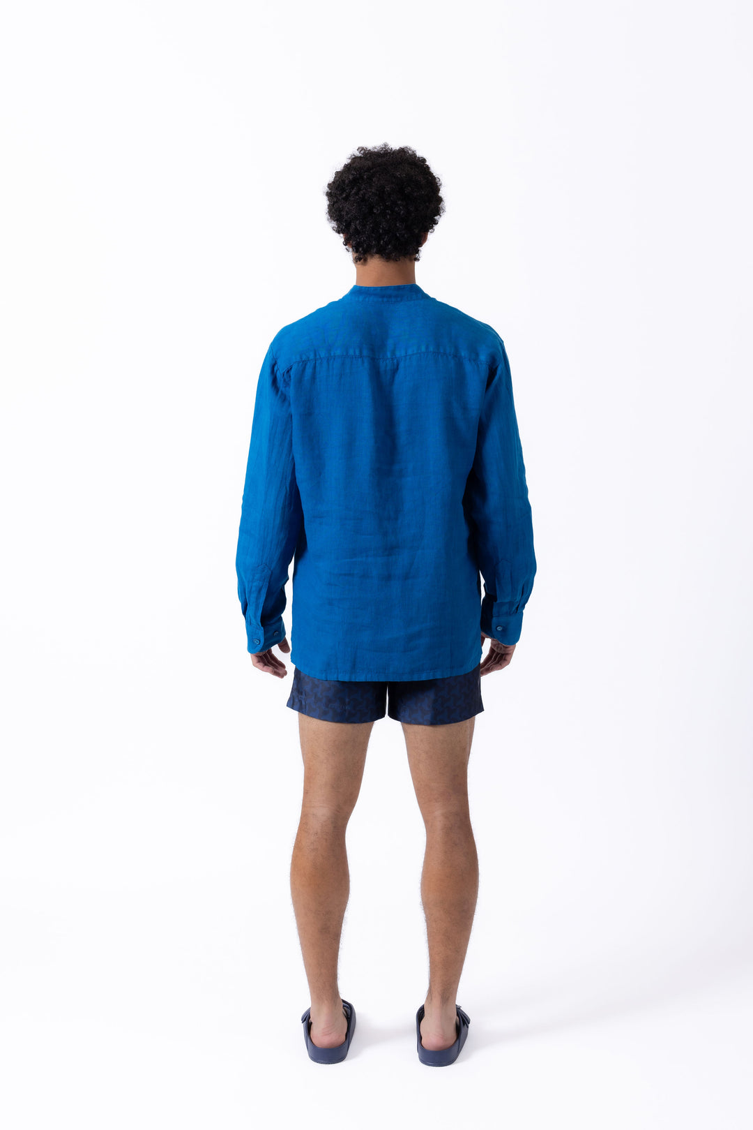 The Edward Linen Polo - Blue