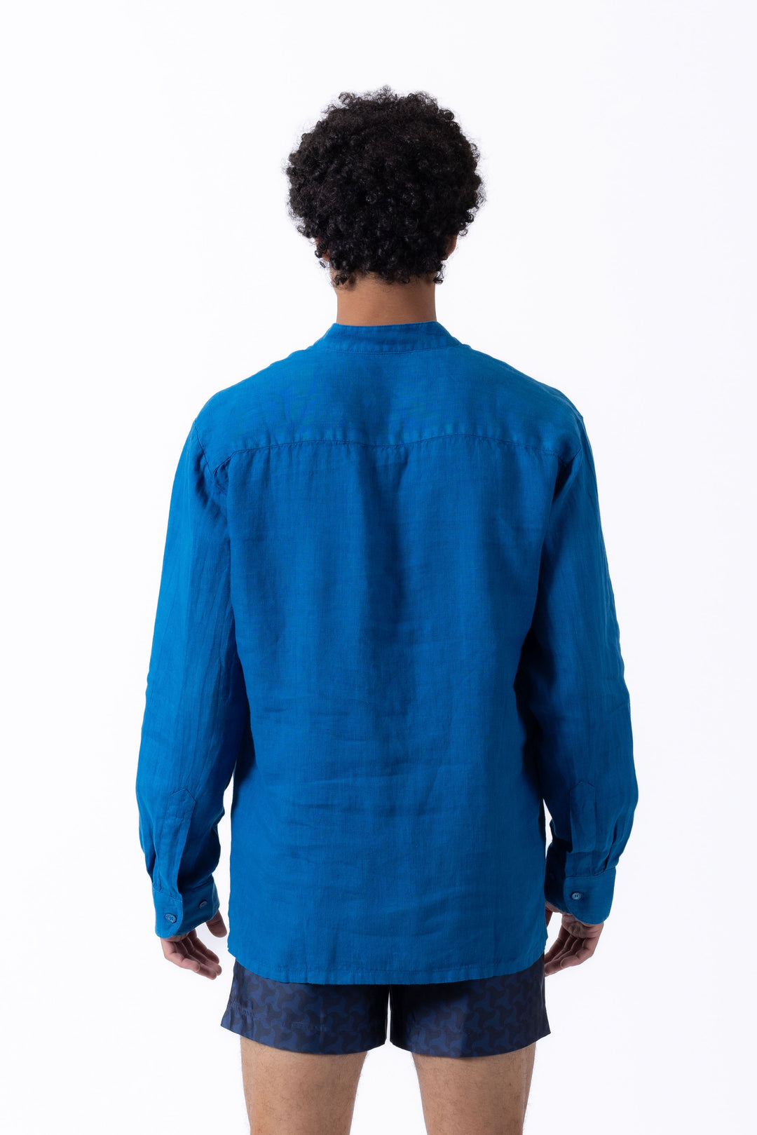 The Edward Linen Polo - Blue