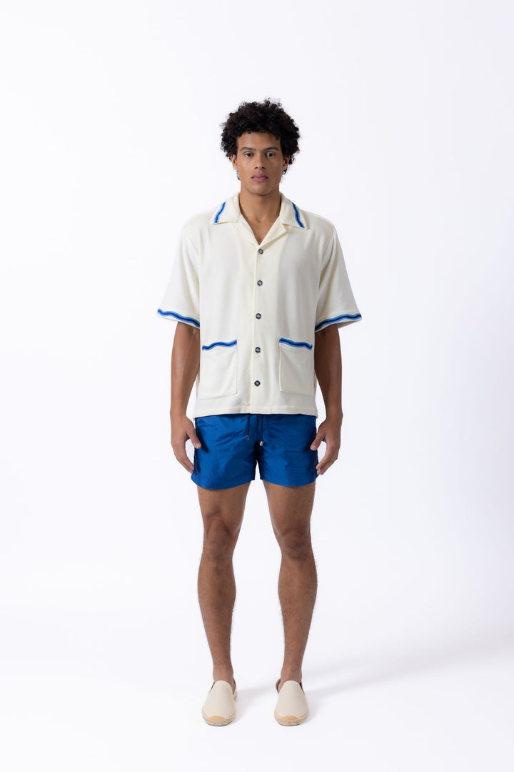 Luka Wave Embroidered Terry Shirt - Off White