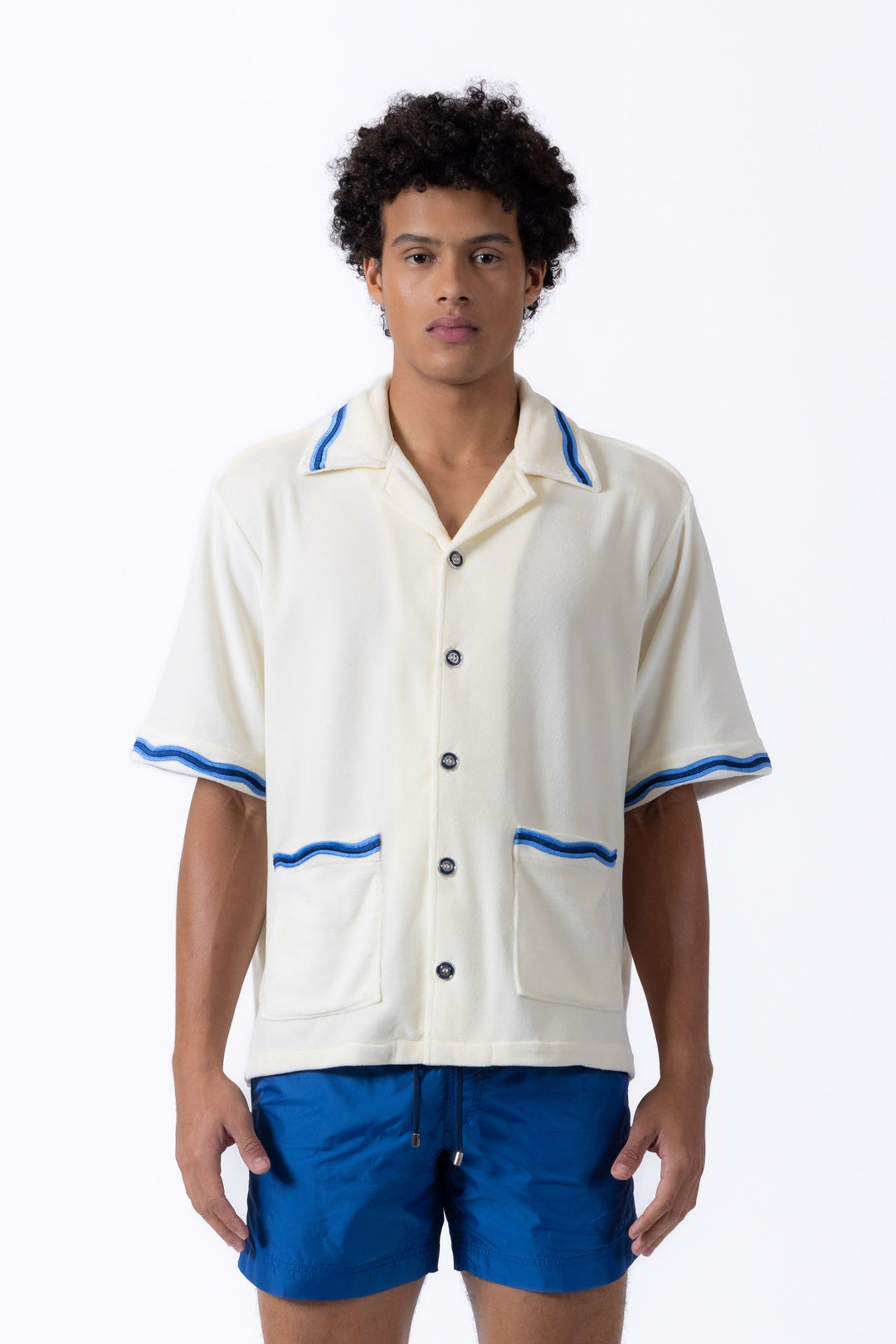 Luka Wave Embroidered Terry Shirt - Off White