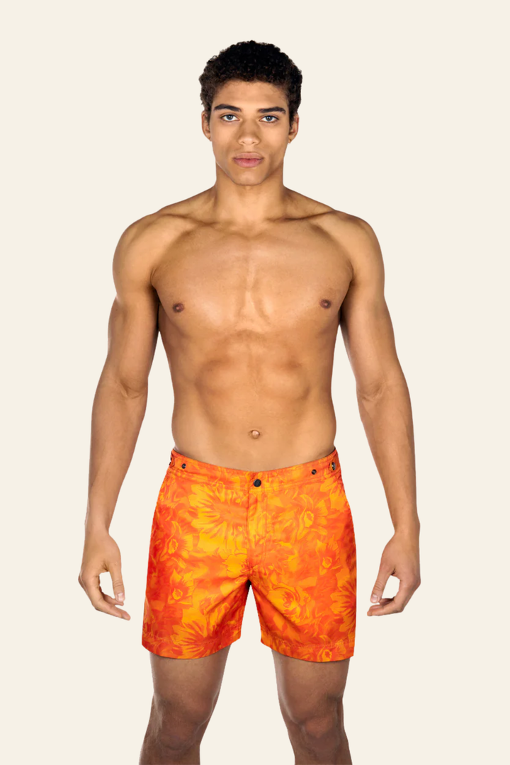 Elvio Swim Shorts in Orange Floral Print