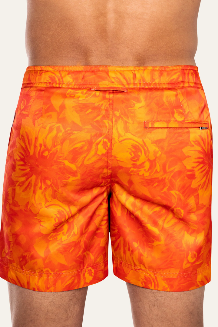 Elvio Swim Shorts in Orange Floral Print