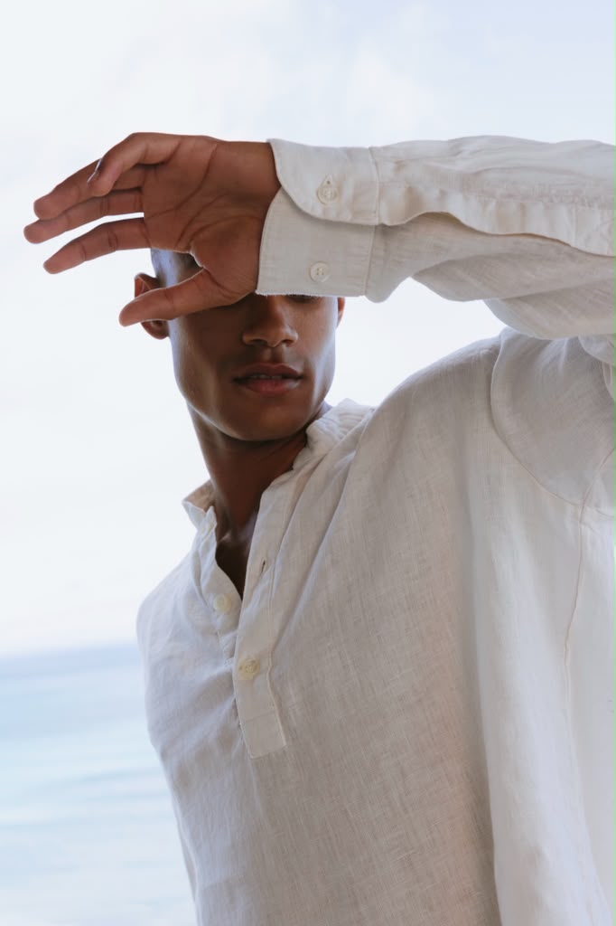 Close detail of a Prince & Bond linen garment