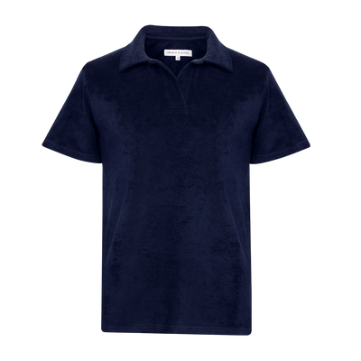 Riviera Terry  Polo
  
Cut from  organic terry toweling fabric that is soft and highly breathable, our Riviera polo is designed with an open placket which exudes effortless cool.
An Idshirt