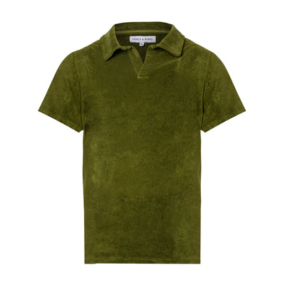 Riviera Terry Polo  
Cut from  organic terry toweling fabric that is soft and highly breathable, our Riviera polo is designed with an open placket which exudes effortless cool.
An Ide