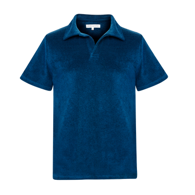 Riviera Terry polo  
Cut from  organic terry toweling fabric that is soft and highly breathable, our Riviera polo is designed with an open placket which exudes effortless cool.
An Ideshirt