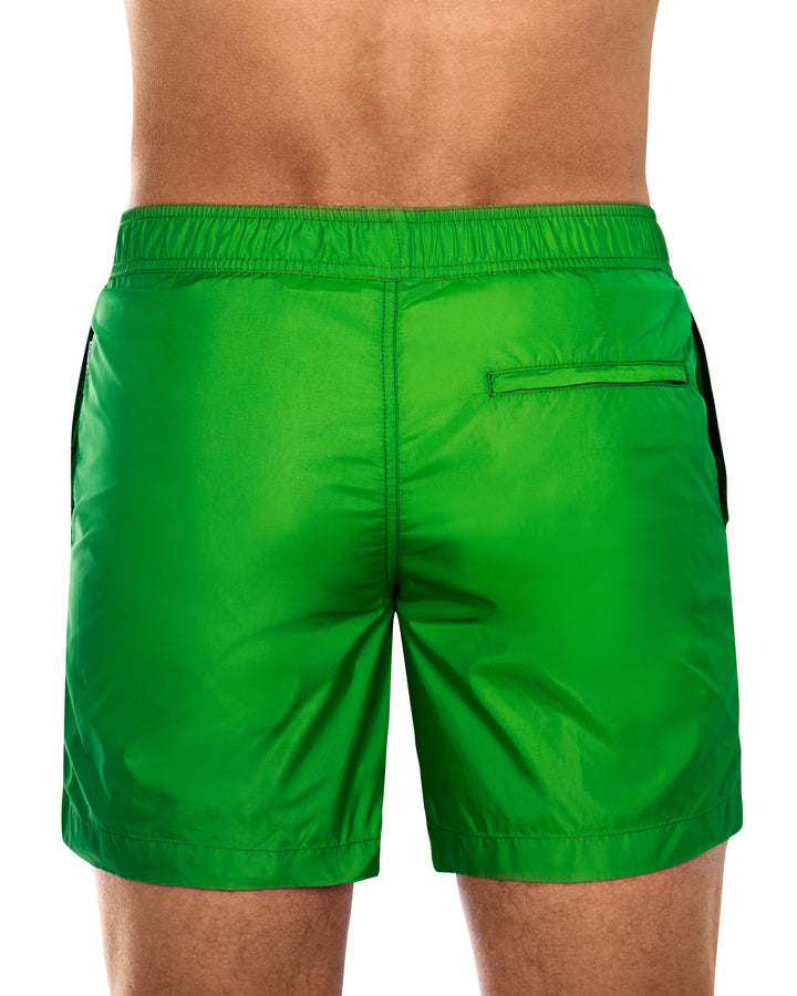 Easton Green Mens Swim ShortCut in a tailored silhouette and designed with an elasticated waistband, our mid-length Easton swim short  is our refined take on the classic swim shorts.
 Featuring