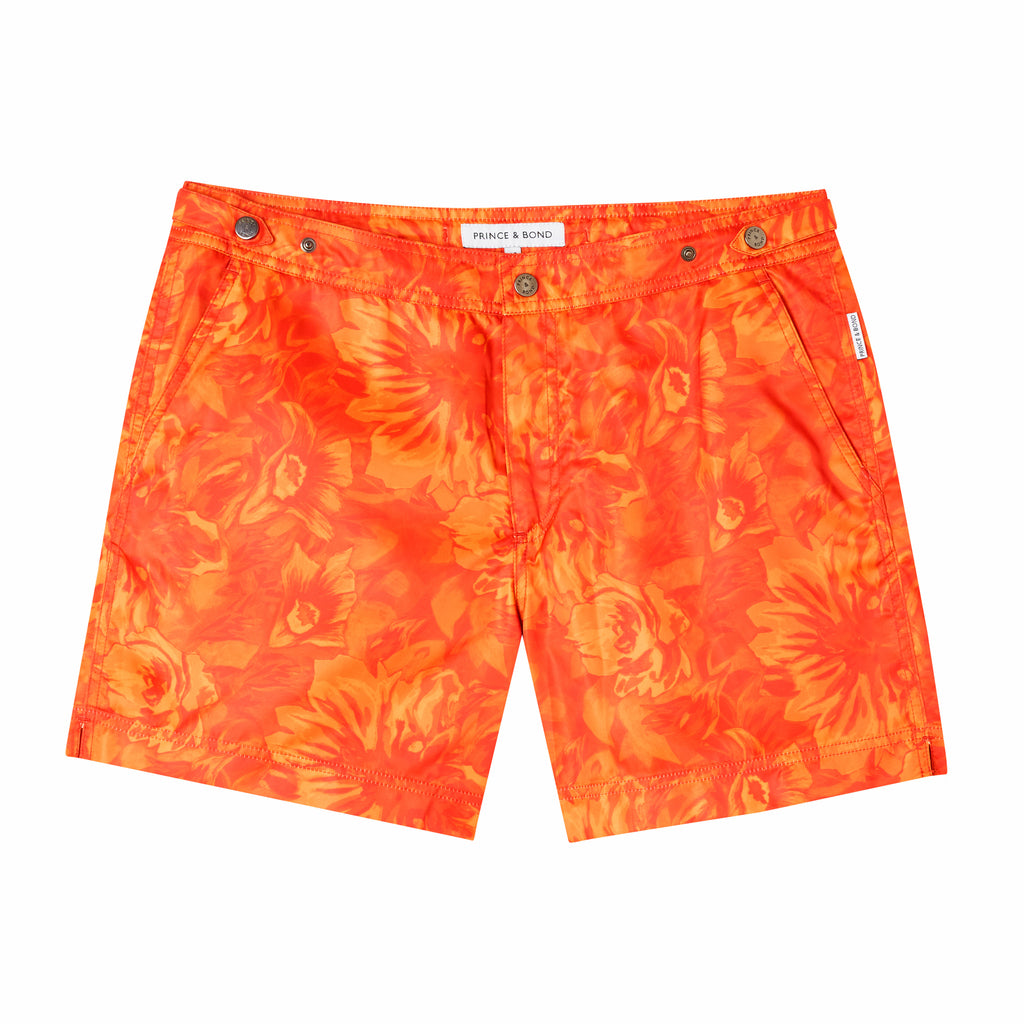 Elvio Swim Shorts in Orange Floral Print